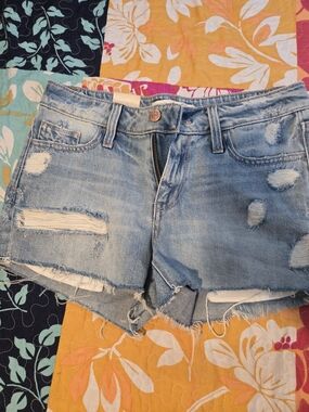 Daytrip Light Blue Distressed Jean Shorts